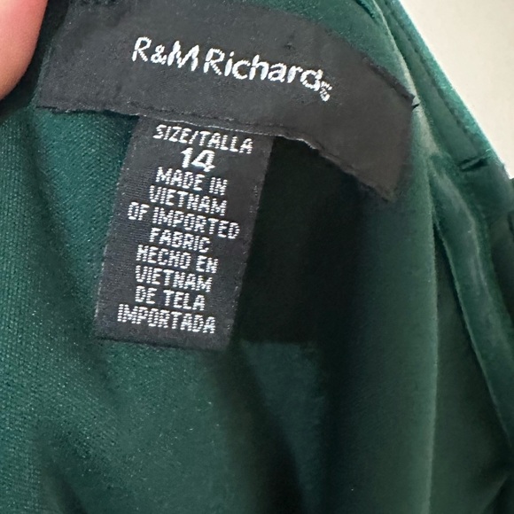 NWT R&M Richards Gown Women 14 Green Bow Front Column Maxi Dress Formal - Picture 9 of 11